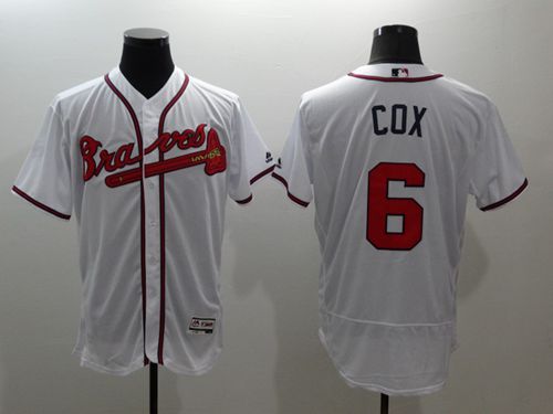 Braves #6 Bobby Cox White Flexbase Authentic Collection Stitched MLB Jersey