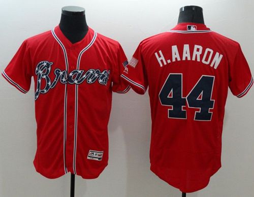 Braves #44 Hank Aaron Red Flexbase Authentic Collection Stitched MLB Jersey