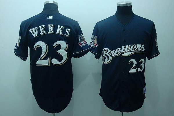 Brewers #23 Rickie Weeks Stitched Blue MLB Jersey