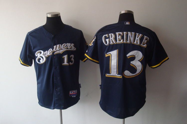 Brewers #13 Zack Greinke Blue Cool Base Stitched MLB Jersey