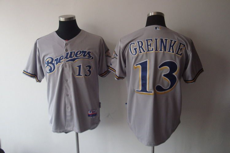 Brewers #13 Zack Greinke Grey Cool Base Stitched MLB Jersey