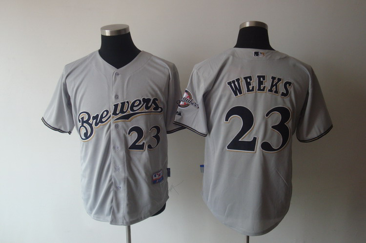 Brewers #23 Rickie Weeks Stitched Grey MLB Jersey