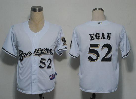 Brewers #52 Egan White Stitched MLB Jersey