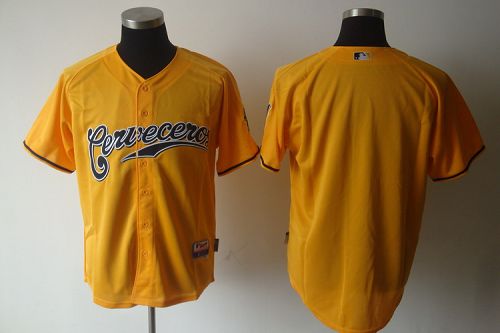 Brewers Blank Yellow Cerveceros Cool Base Stitched MLB Jersey