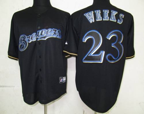 Brewers #23 Rickie Weeks Black Fashion Stitched MLB Jersey