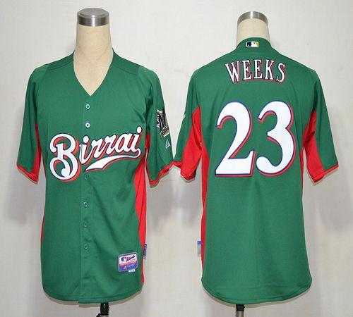 Brewers #23 Rickie Weeks Green Birrai Cool Base Stitched MLB Jersey