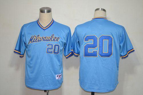 Brewers #20 Jonathan Lucroy Blue 1982 Turn Back The Clock Stitched MLB Jersey