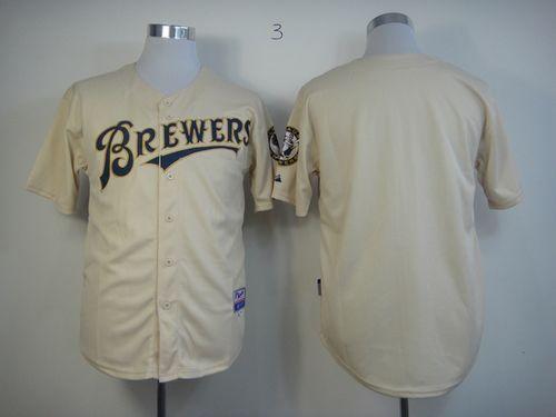Brewers Blank Cream YOUniform Cool Base Stitched MLB Jersey