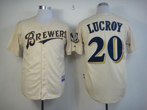 Brewers #20 Jonathan Lucroy Cream YOUniform Cool Base Stitched MLB Jersey