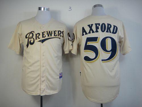 Brewers #59 John Axford Cream YOUniform Cool Base Stitched MLB Jersey