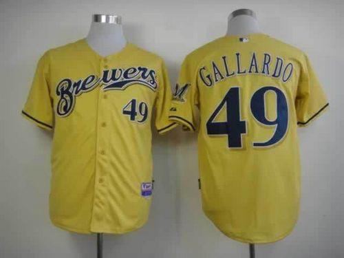 Brewers #49 Yovani Gallardo Yellow Alternate Cool Base Stitched MLB Jersey