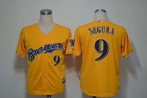 Brewers #9 Jean Segura Yellow Alternate Cool Base Stitched MLB Jersey