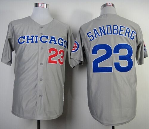 Mitchell and Ness 1990 Cubs #23 Ryne Sandberg Grey Throwback Stitched MLB Jersey