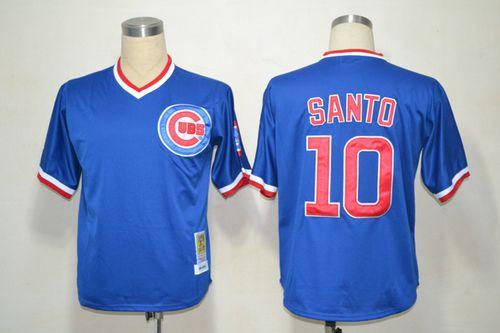 Mitchell and Ness Cubs #10 Ron Santo Stitched Blue Throwback MLB Jersey