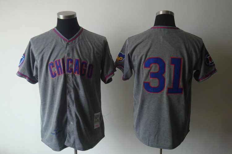 Mitchell And Ness 1968 Cubs #31 Fergie Jenkins Grey Stitched Throwback MLB Jersey