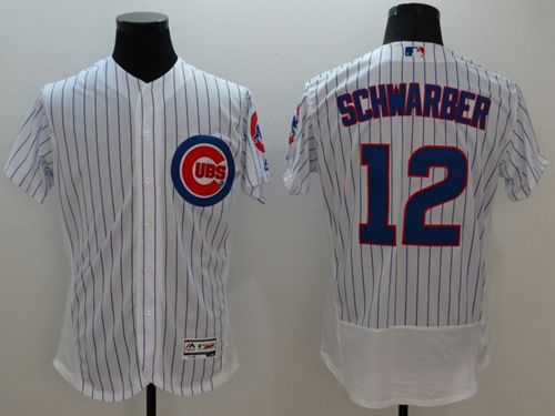 Cubs #12 Kyle Schwarber White Flexbase Authentic Collection Stitched MLB Jersey