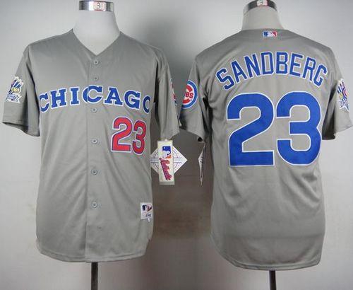 Cubs #23 Ryne Sandberg Grey 1990 Turn Back The Clock Stitched MLB Jersey