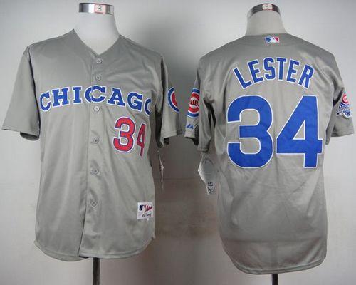 Cubs #34 Jon Lester Grey 1990 Turn Back The Clock Stitched MLB Jersey