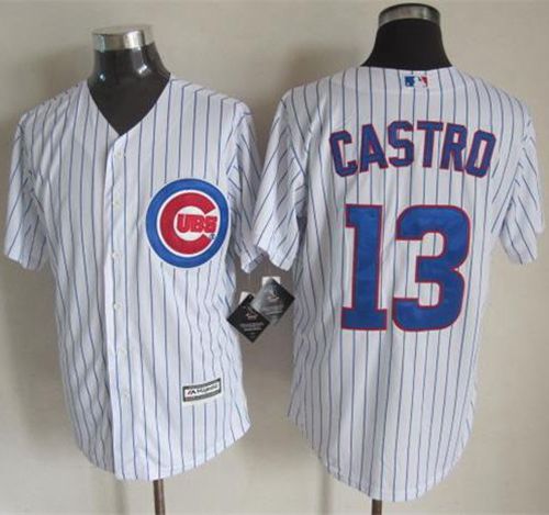 Cubs #13 Starlin Castro New White Strip Cool Base Stitched MLB Jersey