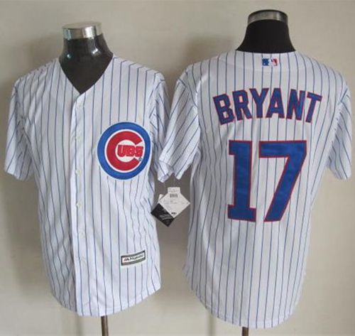 Cubs #17 Kris Bryant New White Strip Cool Base Stitched MLB Jersey