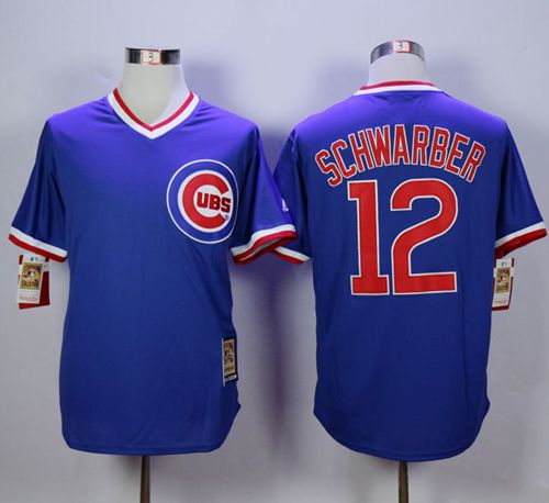 Cubs #12 Kyle Schwarber Blue Cooperstown Stitched MLB Jersey