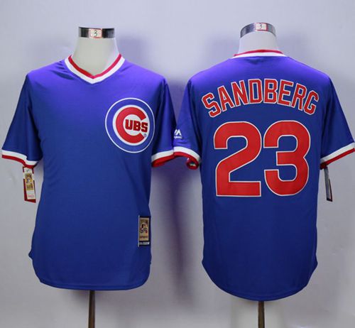 Cubs #23 Ryne Sandberg Blue Cooperstown Stitched MLB Jersey