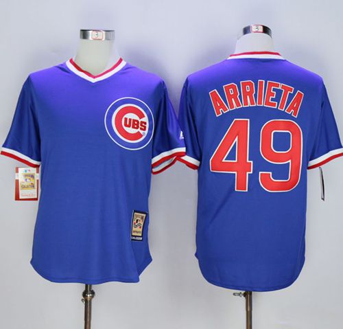 Cubs #49 Jake Arrieta Blue Cooperstown Stitched MLB Jersey