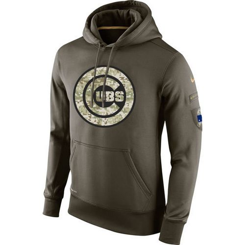 Men's Chicago Cubs  Olive Salute To Service KO Performance Hoodie