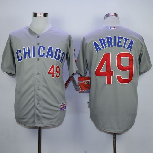 Cubs #49 Jake Arrieta Grey Road Cool Base Stitched MLB Jersey