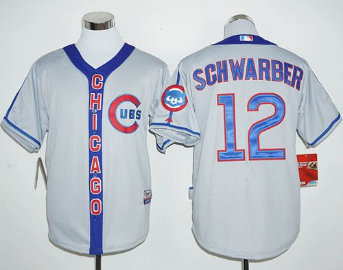 Cubs #12 Kyle Schwarber Grey Cooperstown Stitched MLB Jersey