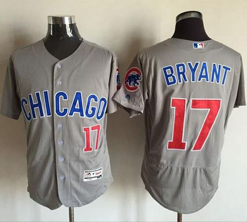 Cubs #17 Kris Bryant Grey Flexbase Authentic Collection Road Stitched MLB Jersey