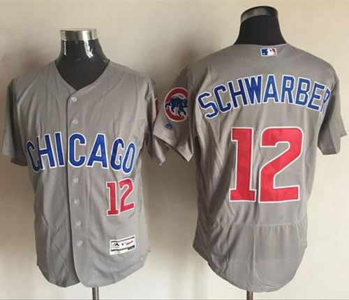 Cubs #12 Kyle Schwarber Grey Flexbase Authentic Collection Road Stitched MLB Jersey