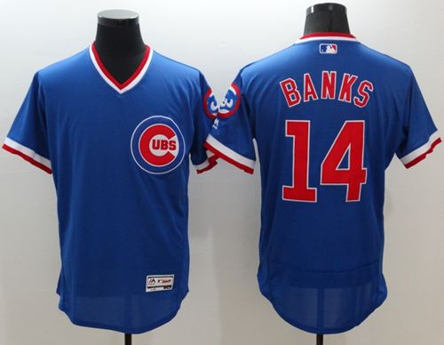 Cubs #14 Ernie Banks Blue Flexbase Authentic Collection Cooperstown Stitched MLB Jersey
