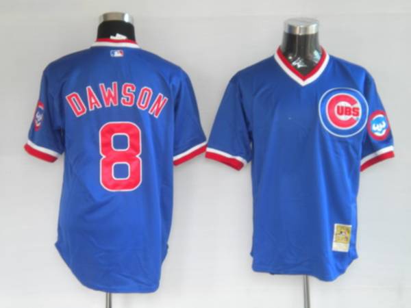 Mitchell and Ness Cubs #8 Andre Dawson Stitched Blue Throwback MLB Jersey