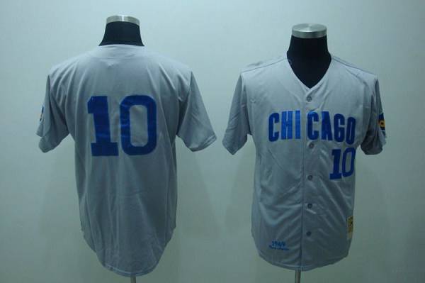 Mitchell and Ness Cubs #10 Ron Santo Stitched Grey Throwback MLB Jersey