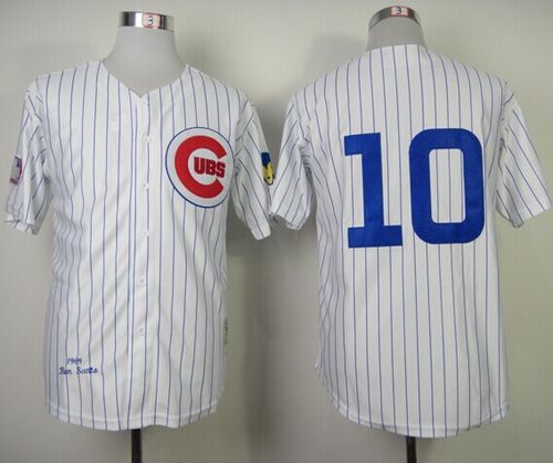 Mitchell and Ness 1969 Cubs #10 Ron Santo White Throwback Stitched MLB Jersey