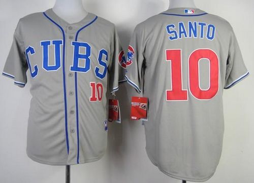 Cubs #10 Ron Santo Grey Alternate Road Cool Base Stitched MLB Jersey