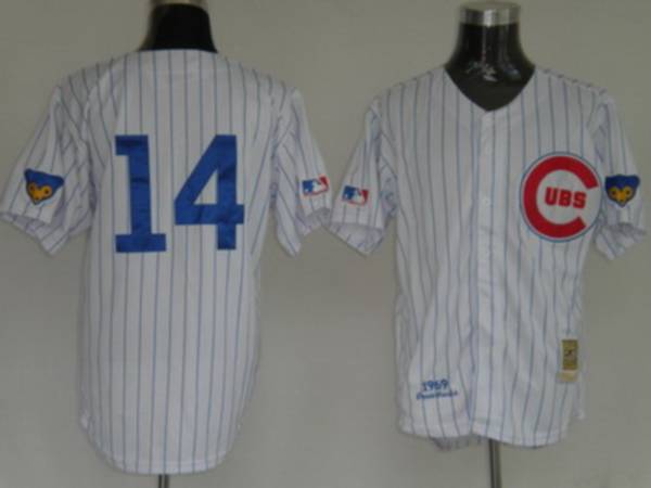 Mitchell and Ness Cubs #14 Ernie Banks Stitched White Throwback MLB Jersey