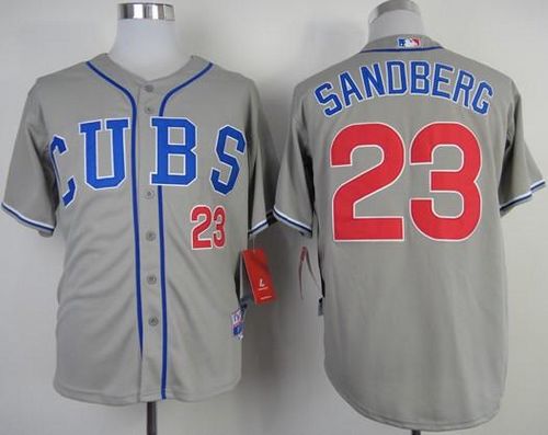 Cubs #23 Ryne Sandberg Grey Alternate Road Cool Base Stitched MLB Jersey