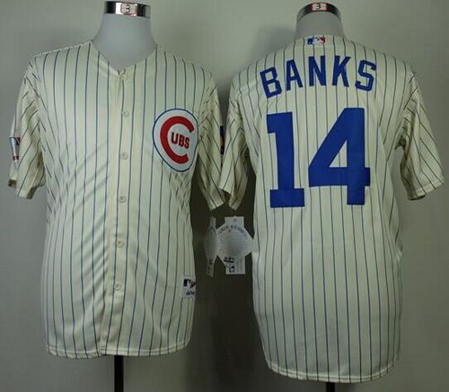 Cubs #14 Ernie Banks Cream 1969 Turn Back The Clock Stitched MLB Jersey