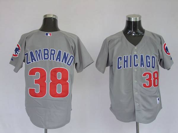 Cubs #38 Carlos Zambrano Stitched Grey MLB Jersey