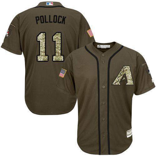 Diamondbacks #11 A. J. Pollock Green Salute to Service Stitched MLB Jersey
