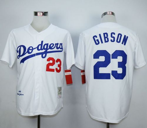 Mitchell and Ness Dodgers #23 Kirk Gibson White Throwback MLB Jersey
