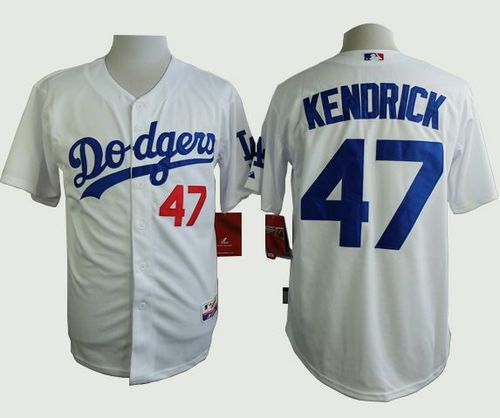 Dodgers #47 Howie Kendrick White Cool Base Stitched MLB Jersey