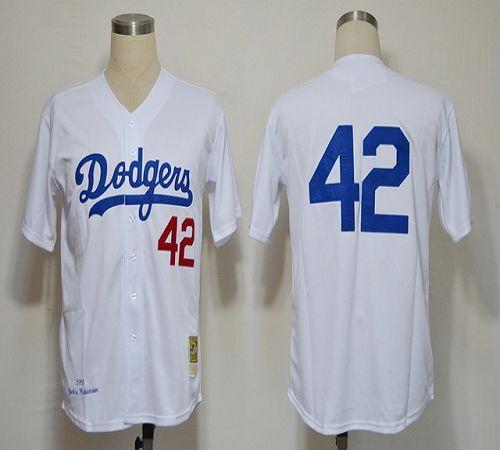 Mitchell And Ness 1955 Dodgers #42 Jackie Robinson White Stitched MLB Jersey