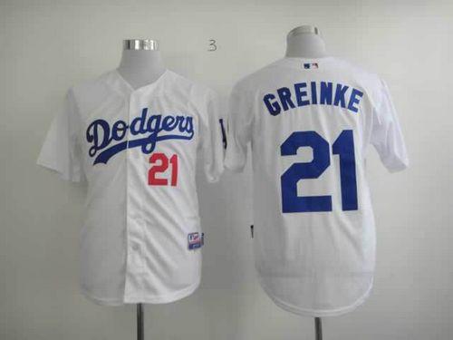 Dodgers #21 Zack Greinke White Cool Base Stitched MLB Jersey