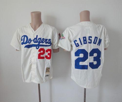 Mitchell And Ness Dodgers #23 Kirk Gibson Cream Throwback Stitched MLB Jersey