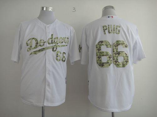 Dodgers #66 Yasiel Puig White USMC Cool Base Stitched MLB Jersey