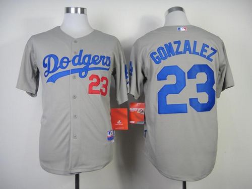 Dodgers #23 Adrian Gonzalez Grey Cool Base Stitched MLB Jersey