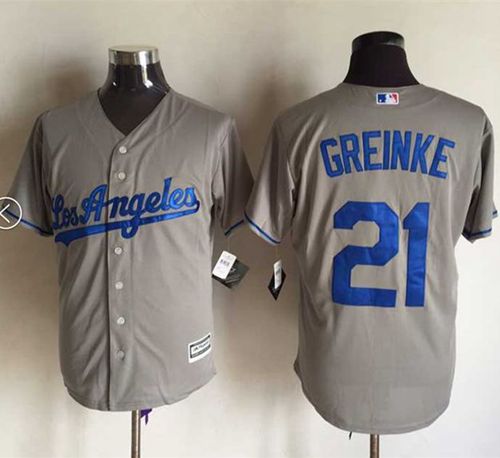 Dodgers #21 Zack Greinke Grey New Cool Base Stitched MLB Jersey